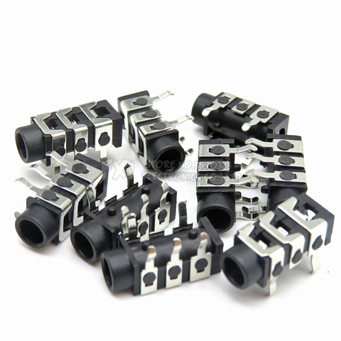 10PCS PJ-313 PJ313 DIP 5Pin 3.5mm Female Audio Connector Stereo Black Headphone Jack ► Photo 1/2