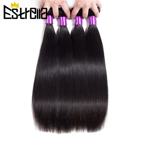 ESTRELLA Human Hair Bundles Straight Human Hair Weaves Malaysia 1/3/4 Bundles Deals Remy Natural Color 8