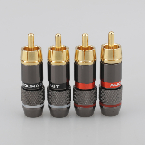 Hifi 8Pcs RCA Plug Gold Plated 6mm Male Double Self-Locking Lotus Wire Connectors Audio Adapter ► Photo 1/6