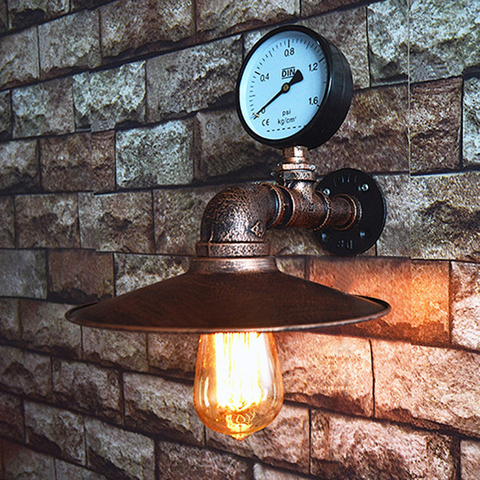 Water Pipe Retro Light Loft Industrial Iron Rust Wall Lights Vintage E27 LED Sconce Wall Lamps for Living Room Bedroom Bar Decor ► Photo 1/6