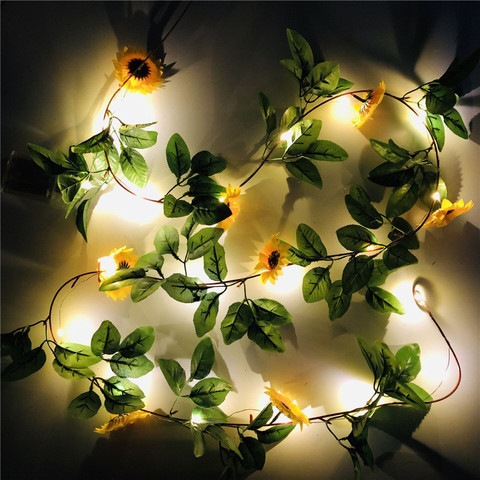 2M 20leds Simulation Sunflower String Lights Hanging Vines Plant Garland for Garden Wedding Party Xmas Thanksgiving Decoration ► Photo 1/6
