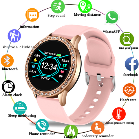 LIGE New Diamond Watch Women Smart Watch Waterproof Fitness Tracker Pedometer for Android ios Electronic watch Reloj inteligente ► Photo 1/6