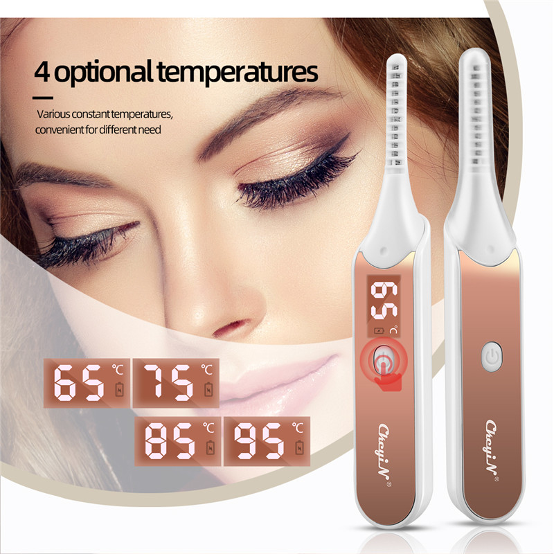 Fast Heating Electric Eyelash Curler Temperature Adjustable Eyelash Curling Roller Natural Make Up Lashes Curl Pen LED Display ► Photo 1/6