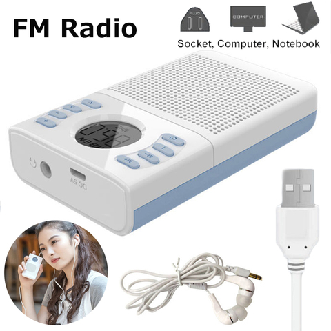 FM Radio 50-108MHz Stereo Mini Radio Speaker Support Power off Memory 2 Power Supply Modes with LED Display Soft Antenna ► Photo 1/6