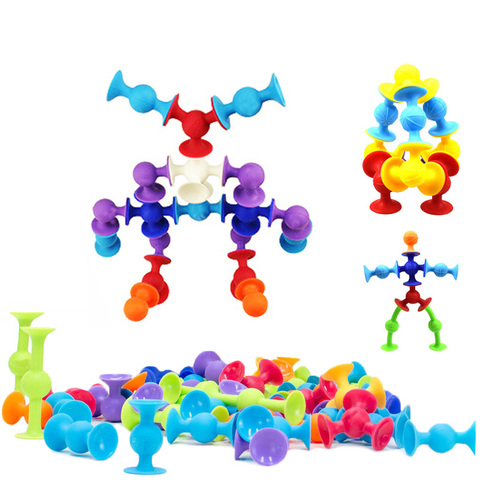 Soft Silicone Sucker Building Blocks Toys DIY Silicone Block Model Sucker Assembled Construction Educational Funny Toys For Kids ► Photo 1/6