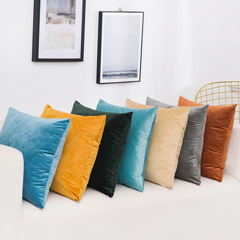 Solid Pillow Cover Velvet Pillow Cushion Cover Home Decorative 40*40/50*50/60*60cm Pillowcase Luxury Sofa Throw Pillows Cover ► Photo 1/6
