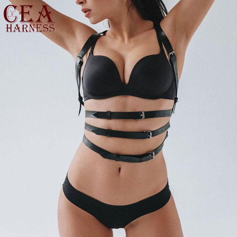CEA Harness Woman Leather Harness Belt Body Chain Punk Style PU Leather Erotic Belts Sexy Body Bondage Caged Gothic Bra Garters ► Photo 1/6