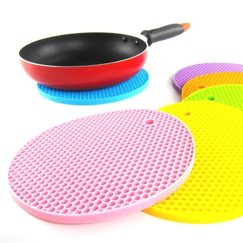 Kitchen Accessories Gadgets 18/14cm Silicone Mats Placemat Multifunction Round Heat Resistant Drink Cup Coasters Kitchen Tools ► Photo 1/6