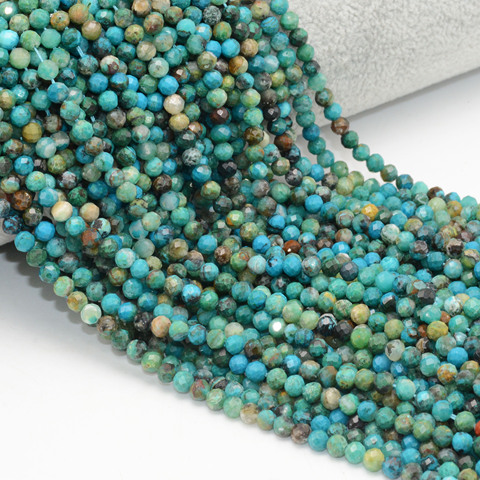 Natural Hubei Turquoise / Chrysoprase / Malachite / Lapis Lazuli Faceted Round Beads 4mm-4.5mm ► Photo 1/6