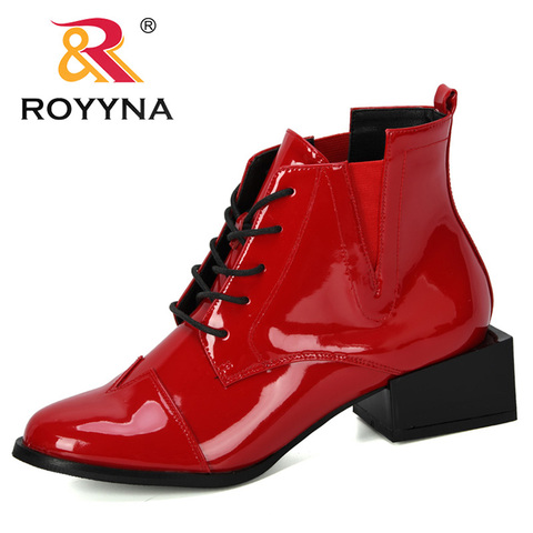 ROYYNA 2022 Autumn New Designer Square High Heels Women Ankle Shoes Microfiber Boots Feminimo Fashion Office Boots Ladies Trendy ► Photo 1/6