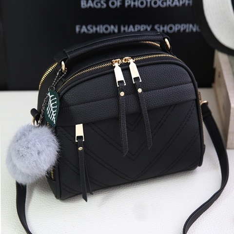PU Leather Handbag For Women Girl Fashion Tassel Messenger Bags With Ball Bolsa Female Shoulder Bags Ladies Party Crossby Bag ► Photo 1/6