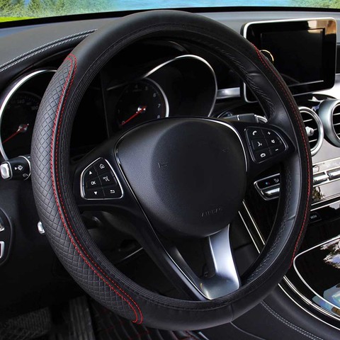 37-39 cm  Car Steering Wheel Cover Skidproof Auto Steering- Wheel Cover Anti-Slip Embossing Leather Car-styling Car Accessories ► Photo 1/6