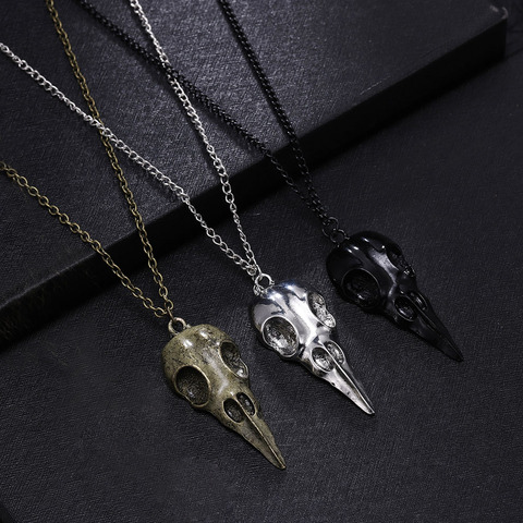 Hot Selling Fashion Novelty Stereo Crow Head Skull Pendant Necklace Chains Christmas Present ► Photo 1/6