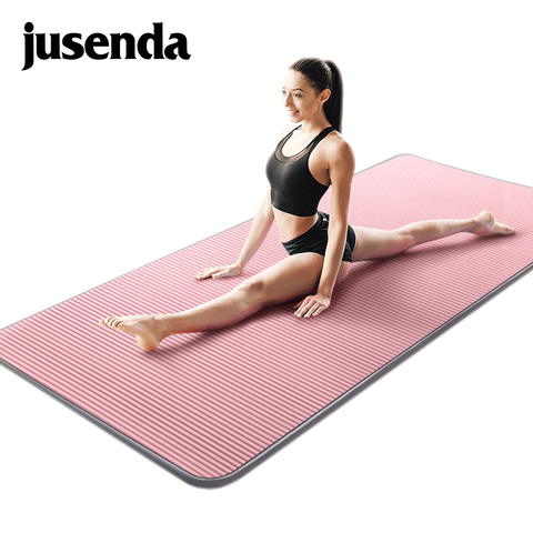 Jusenda 10/15mm Yoga Mat Edge-covered Non-slip Matt Sports Tear Resistant NBR Fitness Mats Gym Pilates Pads With Yoga Bag Strap ► Photo 1/6