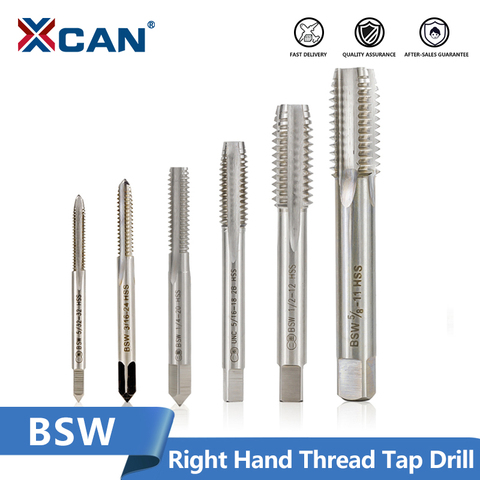 XCAN 1pc BSW Straight Thread Tap 5/32-32 3/16-24 5-16-18 1/4-20 1/2-12 5/8-11HSS Right Hand Plug Tap Screw Thread Tap Drill ► Photo 1/6