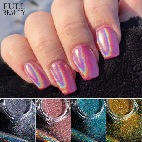 Holographic Powder on Nails Laser Silver Glitter Chrome Nail Powder DIP Shimmer Gel Polish Flakes for Manicure Pigment CH1028-4 ► Photo 1/6