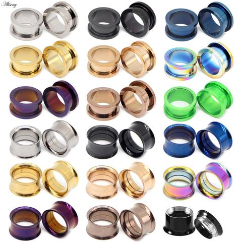 Alisouy 2PC Unisex Steel auricle Tunnels Ear Plugs Flesh Earring Gauges Screw ear stretchers plugs and tunnels Piercing Body Kit ► Photo 1/6