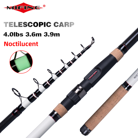 MIFINE Telescopic Carp Fishing Rod 3/3.3/3.6/3.9m T800 Carbon Fiber Tele Spinning  Rods 4.0lb Power 60-200g Noctilucent Hard Pole - Price history & Review, AliExpress Seller - BUDEFO Outdoor Official Store