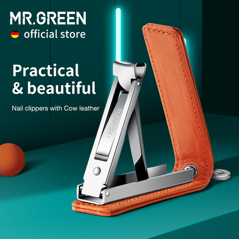 MR.GREEN Nail Clippers With Cow Leather Portable Ultra-Thin Nail Cutter Colorful Fingernail Scissors Manicure Tools Key Chain ► Photo 1/6