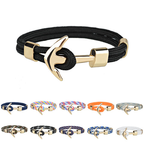 Kirykle Hot Sale Couple Bracelets Fashion Alloy Anchor Bracelets Bangles Braided Polyester Rope Bracelets For Women Men Gifts ► Photo 1/6