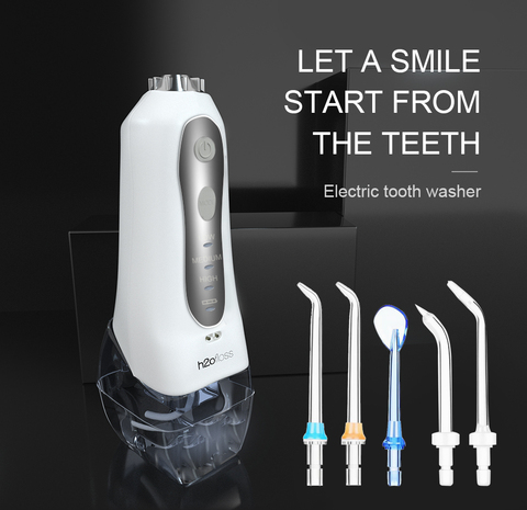 h2ofloss portable oral irrigator usb rechargeable water flosser Dental Water Jet 300ML Water Tank Waterproof Teeth Cleaner ► Photo 1/5