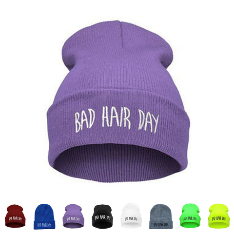 Fashion New Unisex Women Mens Winter Bad Hair Day Snap Back Beanies Hat Knit Hip Hop Sport Warm Ski Cap ► Photo 1/6