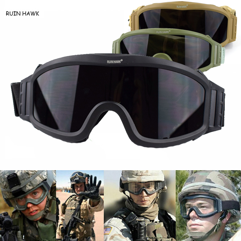 Tactical Safety Goggles Military Shooting Hunting Glasses 3 Interchangeable Lens 