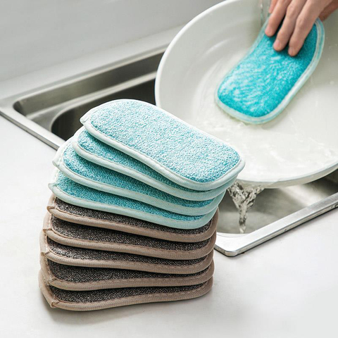 3PCS Kitchen Cleaning Towel Kitchenware Brushes Anti Grease Wiping Rags Absorbent Washing Dish Cloth Accessories 2 Sided Sponge ► Photo 1/6