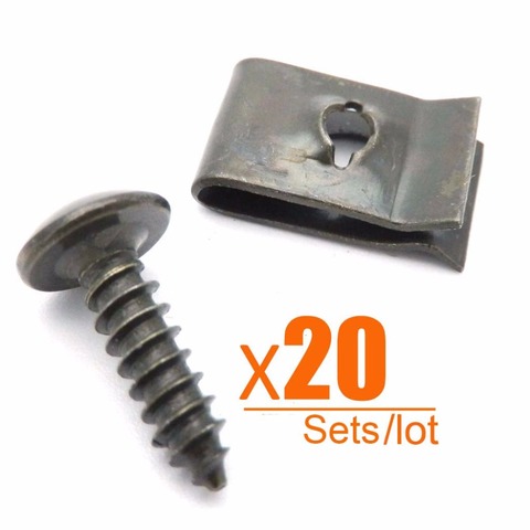 20 Sets Motorcycle Car Scooter ATV Moped  Ebike Plastic Cover Metal Retainer Self-tapping Screws and U-Type Clips M4 M5 ► Photo 1/5