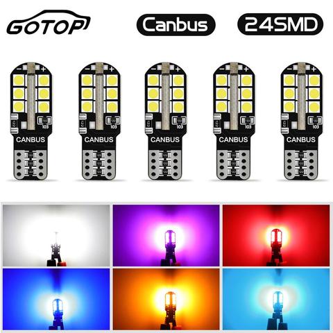 5pcs T10 W5W Led Bulb 194 168 24SMD 3030 Chips Canbus Error Free Led Parking Bulb Auto Wedge Clearance Lamp Car Interior Bulb ► Photo 1/6