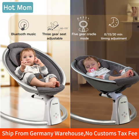Electric Baby Bouncers with Bluetooth and Five Gear Swing,Hot Mom Intelligence Timing Baby Swing,Pure Cotton Baby Rocker Cardle ► Photo 1/6