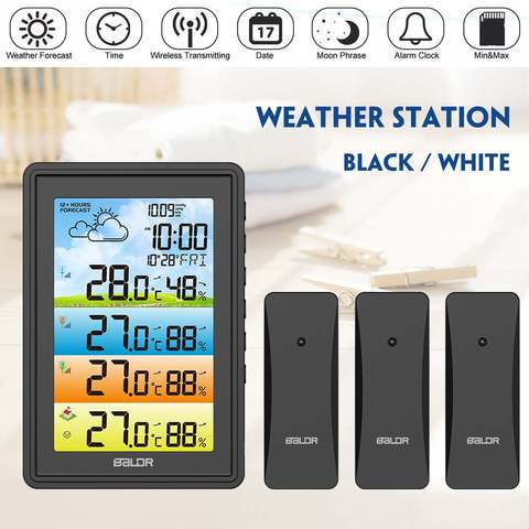 Wireless Home Smart Waether Station Sensor Hygrometer Thermometer Digital Moon Phase Alarm Clock Colorful Barometer Forecast ► Photo 1/6