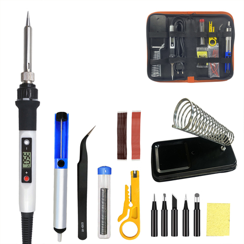 Soldering iron kit adjustable temperature 80W LCD solder welding tools Ceramic heater soldering tip Desoldering Pump Family Pack ► Photo 1/6