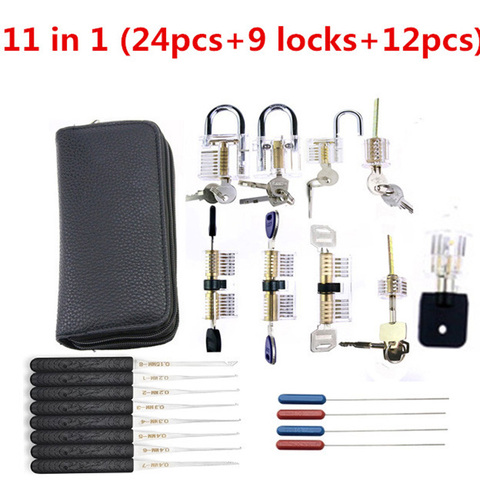 GOSO 24PCS Practice Lockpick Set Locksmith Tools for Beginner with Broken Key Extractor and Transparent Locks ► Photo 1/6