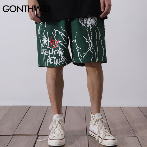 GONTHWID Harajuku Graffiti Print Shorts Harajuku Hip Hop Casual Baggy Pockets Short Trousers Streetwear Men Summer Fashion Pants ► Photo 1/6