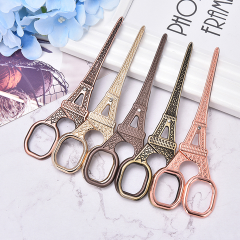 1pcs household scissors gold-plated Eiffel tower fabric scissors DIY retro stainless steel gold-plated sewing scissors ► Photo 1/6