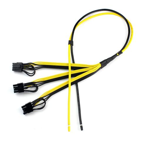 77cm Power Supply Cable 6+2 Pin Card Line 1 to 3 6pin + 2pin Adapter Cable 12AWG+18AWG Splitter Wire for Miner Mining BTC ► Photo 1/5