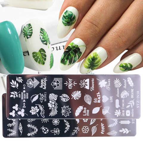 1pcs 12x4cm Nail Stamping Plates Leaf Flowers Butterfly Cat Nail Art Stamp Templates Stencils Design Polish Manicure TRSTZN01-12 ► Photo 1/6