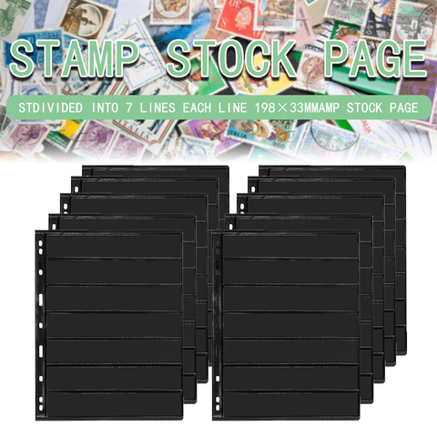 10PCS Stamps Grid Stamp Page Collection Stamps Holders of Stamp Album PVC loose-leaf Inners of not including Cover ► Photo 1/6