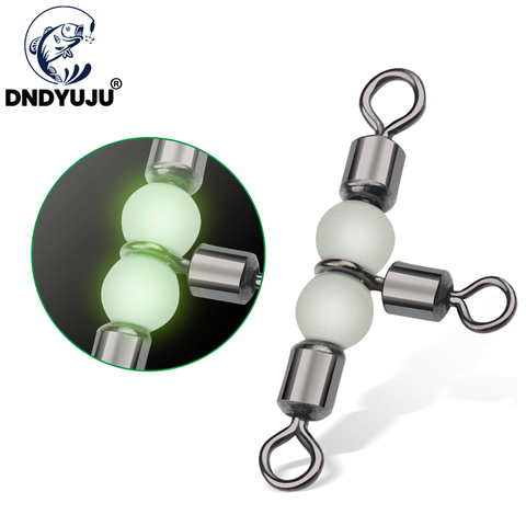 DNDYUJU 15-40PCS Cross-line Rolling Swivel With Pearl Beads Luminous Fishing Connector Fishhook Lure Line Bearing Fishing Tackle ► Photo 1/6