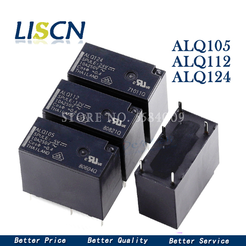 5PCS Relay ALQ105 ALQ112 ALQ124 JQ1P-5V-F JQ1P-12V-F JQ1P-24V-F 10A 5PIN Relay ► Photo 1/3