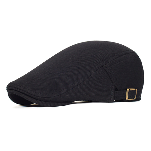Cotton Adjustable Newsboy Caps Men Woman Casual Beret Flat Ivy Cap Soft Solid Color Driving Cabbie Hat Unisex Black Gray Hats ► Photo 1/6