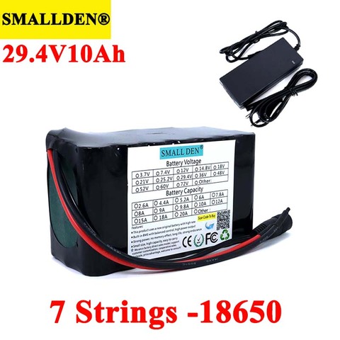24V 10Ah 7S3P 18650 Rechargeable battery pack 29.4V Electric bicycle moped li-ion batteries with 15A BMS Protection + Charger ► Photo 1/6