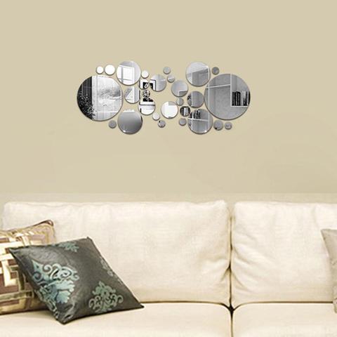 Buy Online 30pcs Acrylic 3d Mirror Wall Stickers Round Wall Decor Diy Wall Stickers Bedroom Kitchen Home Room Decoration For Door Room Wall Alitools
