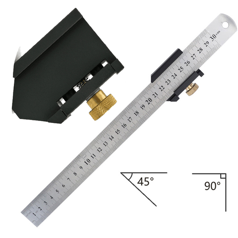 Angle Scriber Steel Ruler Positioning Block Woodworking Line Scriber Gauge Aluminum Alloy For Carpentry DIY Measuring Tools ► Photo 1/6