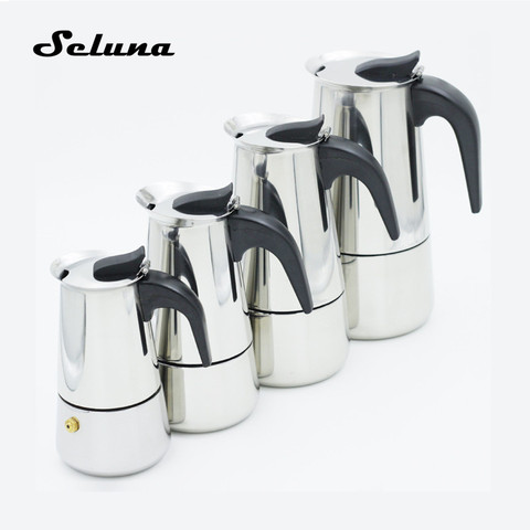 2/4/6/9 Cup Moka Coffee Maker Pot Stainless Steel Espresso Maker Latte Italian Stovetop Filter Mocha Moka Coffee Pot for Barista ► Photo 1/6