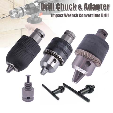 Drill Chuck & Drill Chuck Adapter Convert Impact Wrench Into Electric Drill - 1/2