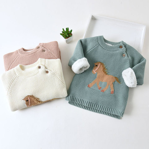 IENENS Kids Boys Girls Sweaters Clothes Baby Toddler Warm Sweater Coats Children Cartoon Thicken Tops Wool Pullovers Clothing ► Photo 1/6