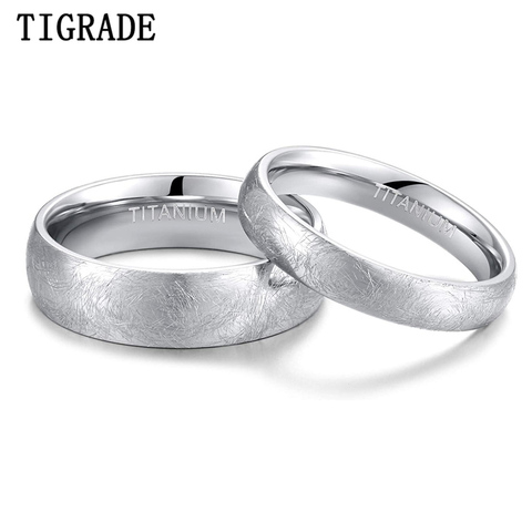 TIGRADE 4mm 6mm Titanium Ring Dome Brushed Special Scratch Design Wedding Band Comfort Fit Size 5-13 ► Photo 1/6