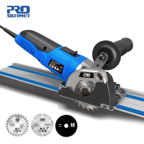 120V/230V Mini Circular Saw 500W Plunge Cut Track Cutting Wood Metal Tile Cutter 3 Blades Electric Saw Power Tool by PROSTORMER ► Photo 1/6